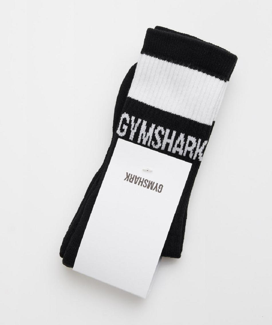 Gymshark Premium Jacquard Single Accessories Čarape Crne Bijele | HR 2040SGL